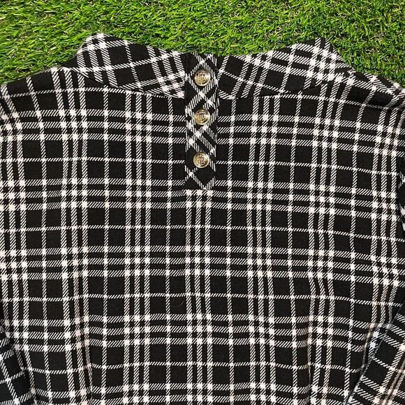 Talbots black and white checkered plaid full dress - Picture 6 of 7